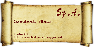 Szvoboda Absa névjegykártya